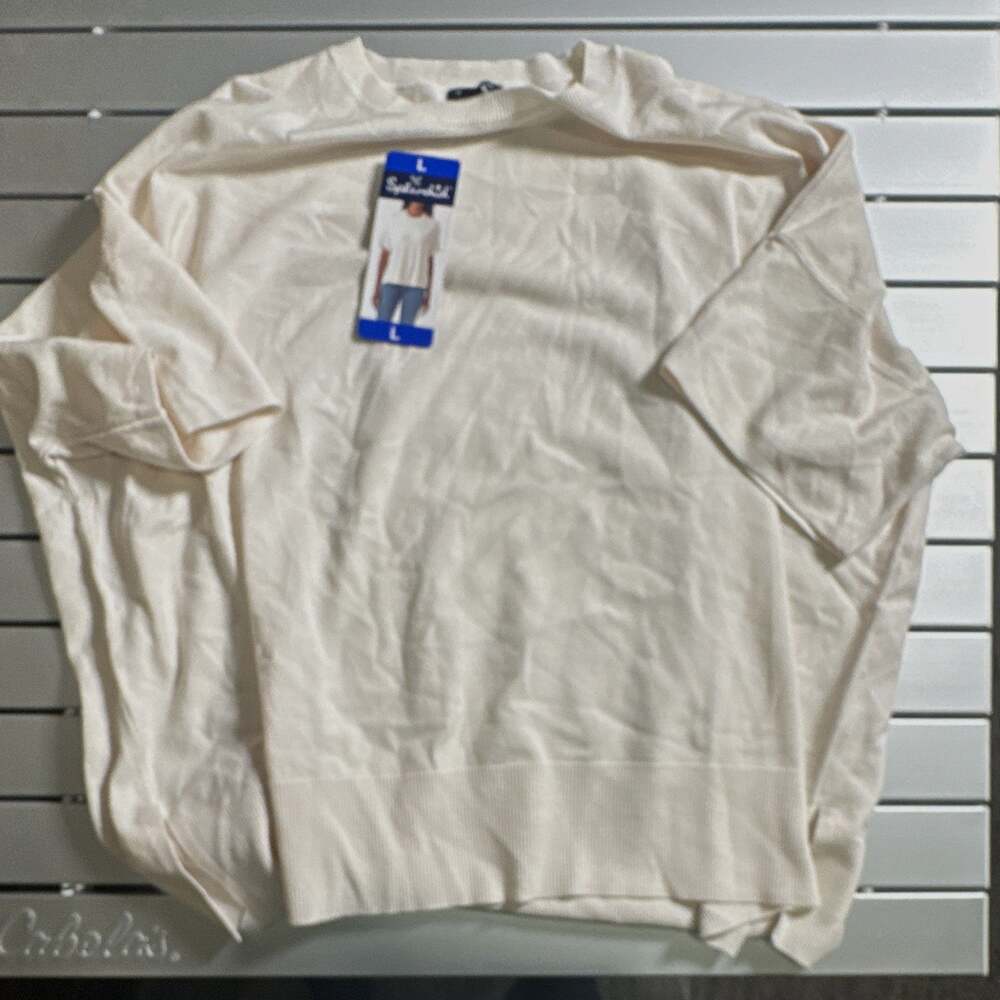Splendid Ivory Crew Neck Knit Pullover Sweater Women's L